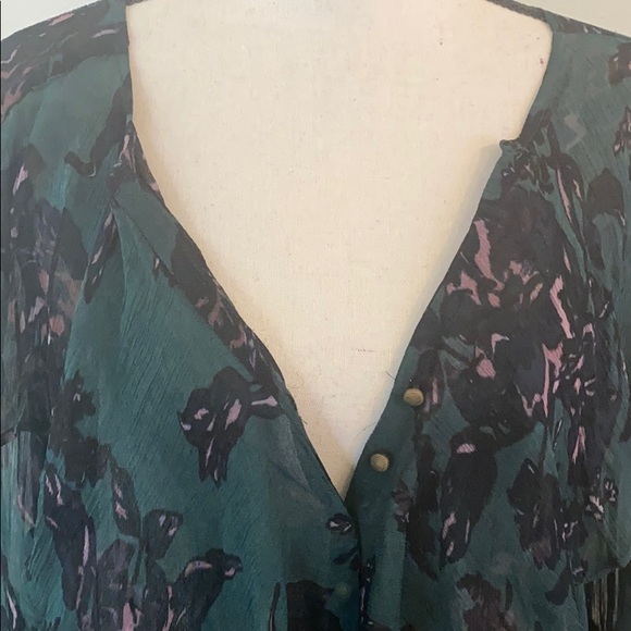Anthropologie Teal and Purple Sheer Blouse - Picture 3 of 7